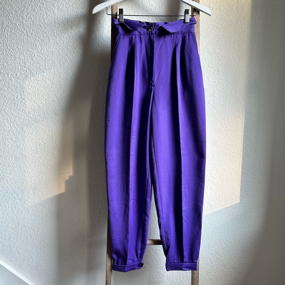 Smart Pants Vintage High Waist Stirrup Pants Purple Sz: 0 - Picture 1 of 5